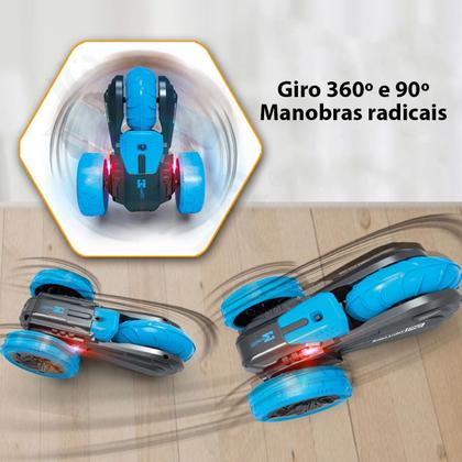 Imagem de Carrinho Controle Remoto Flip Manobra Gira 360 Som Luz Carro Brinquedo Criança Divertido Aventura