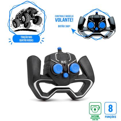 Imagem de CARRINHO CONTROLE REMOTO INFANTIL PICK UP 4X4 8 FUNÇÕES 360 º Azul