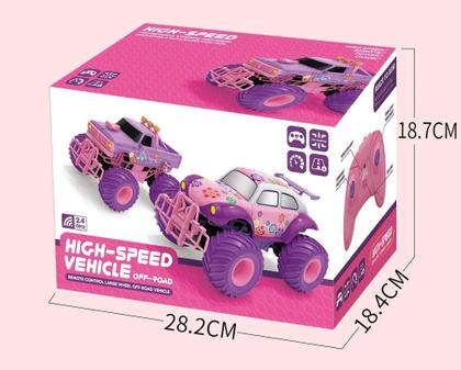 Imagem de Carrinho Controle Remoto Rosa E Roxo Recarregável Fusca Truck