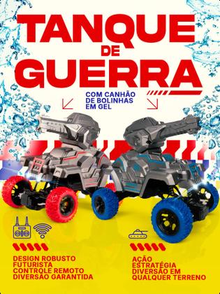 Imagem de Carrinho Controle Remoto Tanque de Guerra Brinquedo Lança Bolinha De Gel