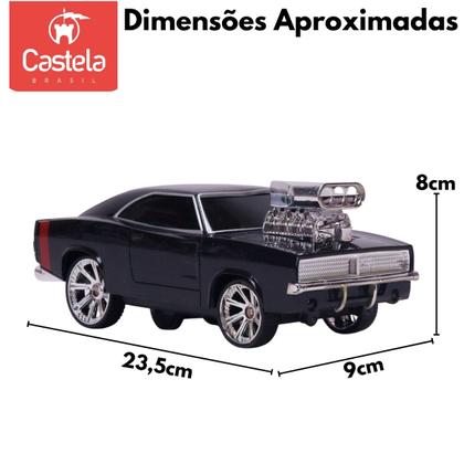 Imagem de Carrinho Controle Remoto Veloz Preto Furioso C/ Som e Luz - Castela