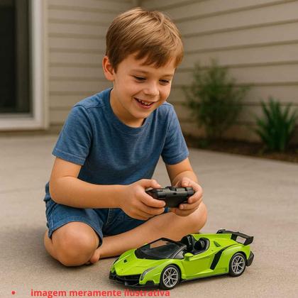 Imagem de Carrinho Conversível Esportivo Controle Remoto, Pica Pau, A Pilhas 1:18 Acende Faróis