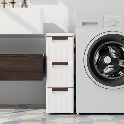 Imagem de Carrinho de armazenamento Giantex 3 gavetas, armário de plástico estreito, branco