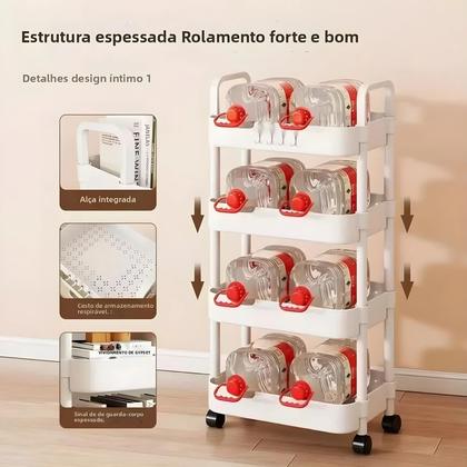 Imagem de Carrinho De Armazenamento Móvel Multicamadas Para Cozinha, Quarto, Banheiro E Lanches De Bebê