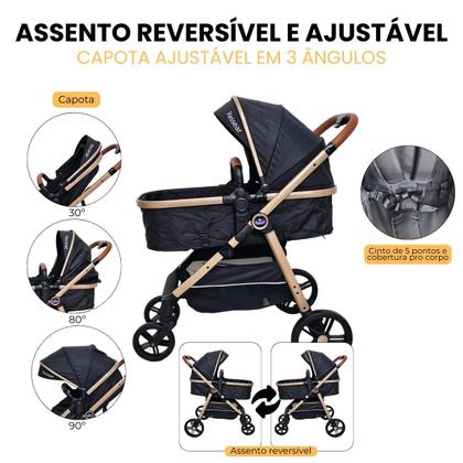 Imagem de Carrinho de bebe 3 em 1  apolo - qb619 preto
