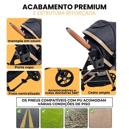 Imagem de Carrinho de bebe 3 em 1  apolo - qb619 preto