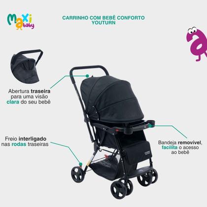 Imagem de Carrinho de Bebê com Bebê Conforto 2 em 1 Youturn Maxi Baby