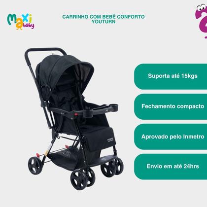 Imagem de Carrinho de Bebê com Bebê Conforto 2 em 1 Youturn Maxi Baby