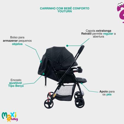 Imagem de Carrinho de Bebê com Bebê Conforto 2 em 1 Youturn Maxi Baby
