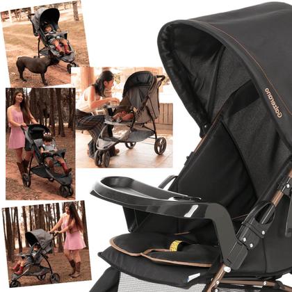 Imagem de Carrinho de Bebe com Bebe Conforto Galzerano Cross Preto Cobre