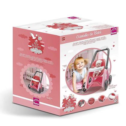 Imagem de Carrinho de Bebê de Brinquedo para Levar Bonecas com Mesa de Papinha 62cm Roma
