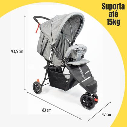 Imagem de Carrinho De Bebê EasyGo Cesto 3 Rodas Até 15kg KaBaby Cinza