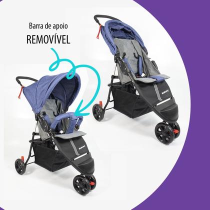 Imagem de Carrinho De Bebê EasyGo Com Cesto 3 Rodas Até 15kg KaBaby - Azul