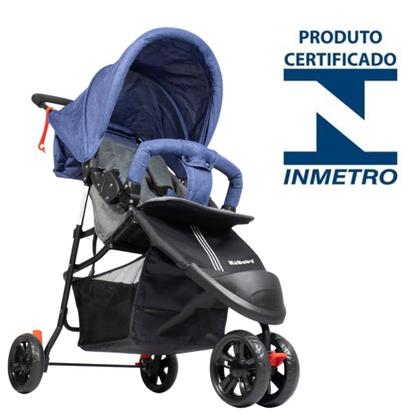 Imagem de Carrinho De Bebê EasyGo Com Cesto 3 Rodas Até 15kg KaBaby - Azul