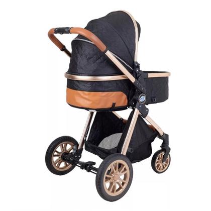 Imagem de Carrinho de bebe europeu luxo 3 em 1 ares plus + bebe conforto preto - passear baby