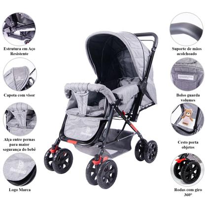 Imagem de Carrinho de bebê fox cor cinza bambinelli