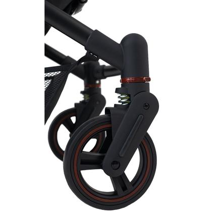 Imagem de Carrinho de Bebê Galzerano Ivy Berço Passeio Moisés Travel System Reclinável Leve Compacto Dobrável Para Viagem 15 Kg Preto Caramelo Fecha Uma Mão