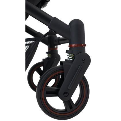 Imagem de Carrinho de Bebê Galzerano Ivy DUO Berço Passeio Moisés com Bebê Conforto Travel System Reclinável Viagem 0 a 15 Kg Preto Caramelo Fecha com Uma Mão