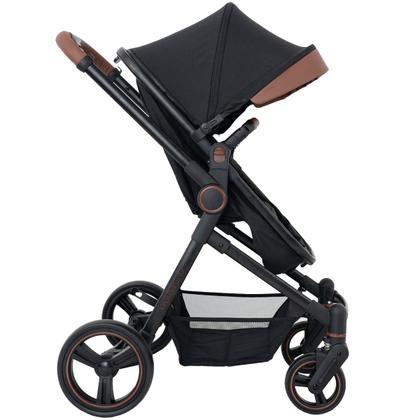 Imagem de Carrinho de Bebê Galzerano Ivy TRIO 3 em 1 Berço Passeio Moisés com Bebê Conforto e Base Carro Travel System Viagem Kg Preto Caramelo Fecha Uma Mão