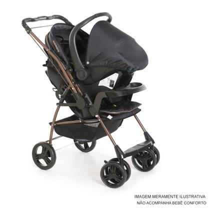 Imagem de Carrinho de Bebê Galzerano Milano Reversível Ii 0 Meses até 15 Kg Preto com Cobre