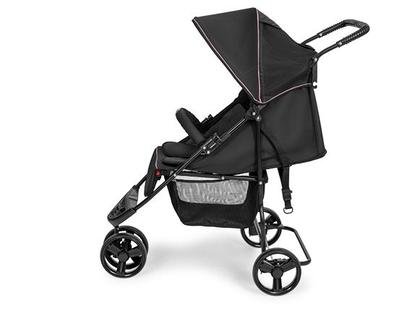 Imagem de Carrinho de Bebê Horus 3 Rodas Berço Passeio 0 A 15kg Preto e Rosa - Tutti Baby