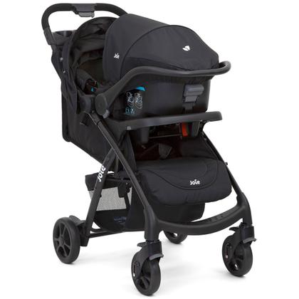 Imagem de Carrinho de Bebê Joie Muze lx Berço Passeio com Bebê Conforto Juva Travel System Reclinável Leve Compacto Dobrável 15 Kg Preto Coal Fecha Com Uma Mão