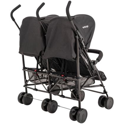 Imagem de Carrinho de Bebê Kiddo p/ Gêmeos Youme II Preto Guarda Chuva