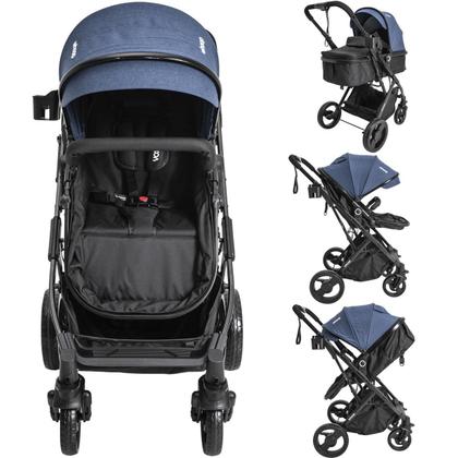 Imagem de Carrinho de Bebe Kiddo Vox II Azul Marinho Berço Passeio Moises