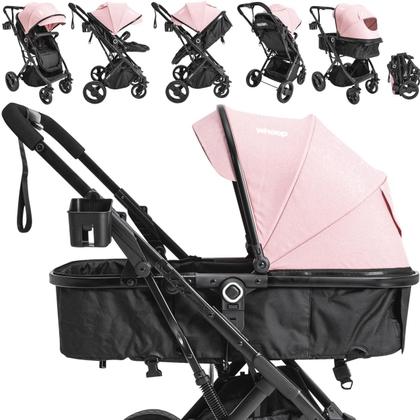 Imagem de Carrinho de Bebe Kiddo Vox II Melange Rosa Berço Passeio Moises