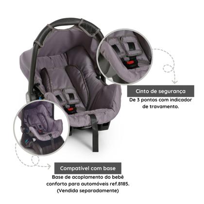 Imagem de Carrinho de Bebê Olympus Cinza com Bebê Conforto - Galzerano