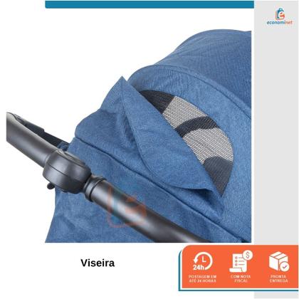 Imagem de Carrinho de Bebê para Passeio Compacto Dobrável Viagem Passeios Reclinável Porta Objeto Recém Nascido Avião Carro Barra Frontal Cesto Azul Baby Style