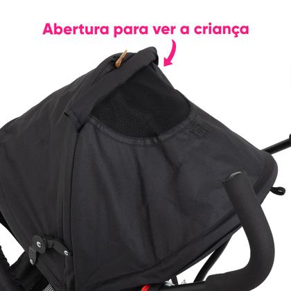 Imagem de Carrinho De Bebê Para Passeio Guarda chuva Leve, Capota Com Visor, Rosa Chassi Preto Mega Compras