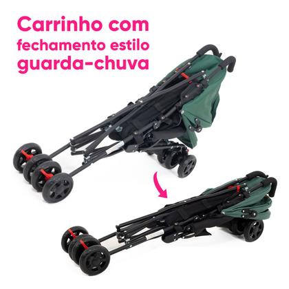 Imagem de Carrinho De Bebê Para Passeio Guarda chuva Leve, Capota Com Visor, Rosa Chassi Preto Mega Compras