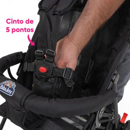 Imagem de Carrinho De Bebê Para Passeio Guarda chuva Leve, Capota Com Visor, Rosa Chassi Preto Mega Compras