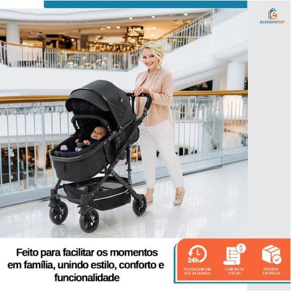 Imagem de Carrinho de Bebe Passeio Reversível Moises Wonder 15Kg Dobravel Compacto Confortavel Ajustavel Capota Cesto