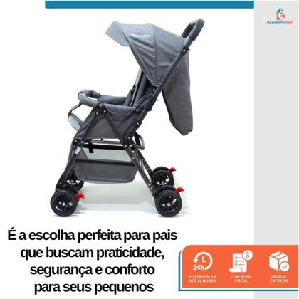 Imagem de Carrinho de Bebê Reversível Passeio Runner até 15kg com Capota Retratil Cinto 5 Pontos e INMETRO