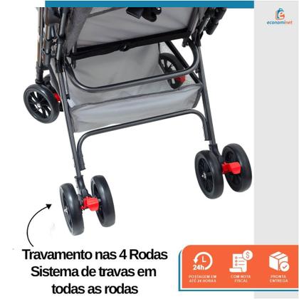Imagem de Carrinho de Bebê Reversível Passeio Runner até 15kg com Capota Retratil Cinto 5 Pontos e INMETRO