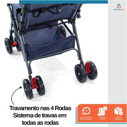 Imagem de Carrinho de Bebê Reversível Passeio Runner até 15kg com Capota Retratil Cinto 5 Pontos e INMETRO