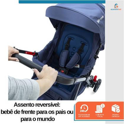 Imagem de Carrinho de Bebê Reversível Passeio Runner até 15kg com Capota Retratil Cinto 5 Pontos e INMETRO
