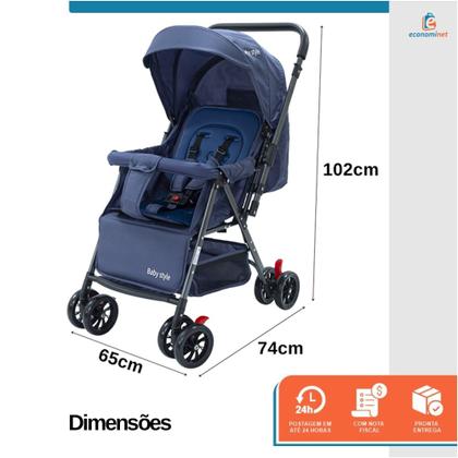 Imagem de Carrinho de Bebê Reversível Passeio Runner até 15kg com Capota Retratil Cinto 5 Pontos e INMETRO