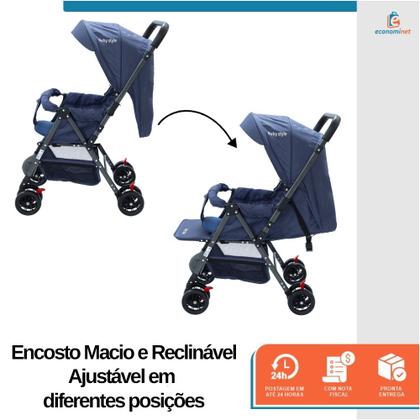 Imagem de Carrinho de Bebê Reversível Passeio Runner até 15kg com Capota Retratil Cinto 5 Pontos e INMETRO