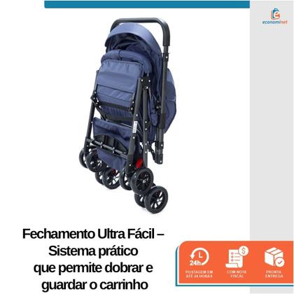 Imagem de Carrinho de Bebê Reversível Passeio Runner até 15kg com Capota Retratil Cinto 5 Pontos e INMETRO