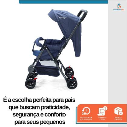 Imagem de Carrinho de Bebê Reversível Passeio Runner até 15kg com Capota Retratil Cinto 5 Pontos e INMETRO