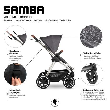 Imagem de Carrinho de Bebê Samba Diamond Asphalt (0-15kg) - ABC Design