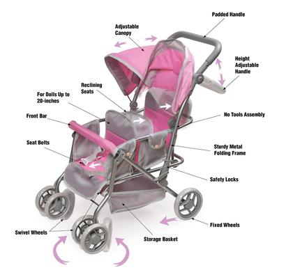 Imagem de Carrinho de bebê Toy Cruise Folding Inline Double Doll Badger Basket