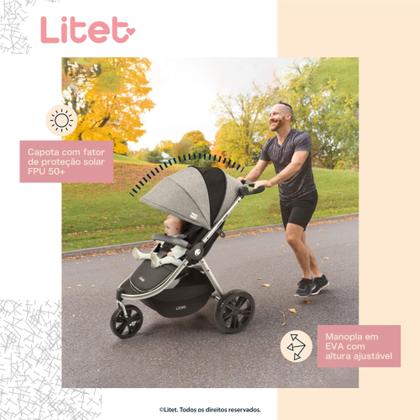 Imagem de Carrinho de Bebê Três Rodas Confortável com Cinto de Segurança Jogger Sway Litet Cinza com Preto - Multikids Baby BB373