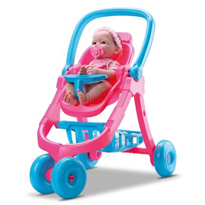 Imagem de Carrinho De Boneca 3 Em 1 Divertoys Rosa Original Bebê Conforto Cadeirinha Passeio Brinquedo Infantil Criança Menina Presente Certificado Inmetro