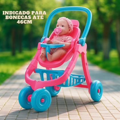 Imagem de Carrinho De Boneca 3 Em 1 Divertoys Rosa Original Bebê Conforto Cadeirinha Passeio Brinquedo Infantil Criança Menina Presente Certificado Inmetro