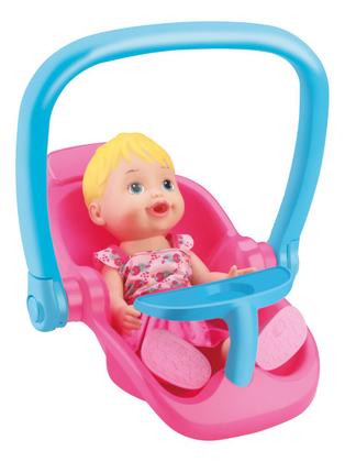 Imagem de Carrinho de Boneca 3 em 1 Rosa Bebê Conforto Cadeirinha Passeio Fixa Brinquedo Infantil Menina Original Divertoys Presente Criança