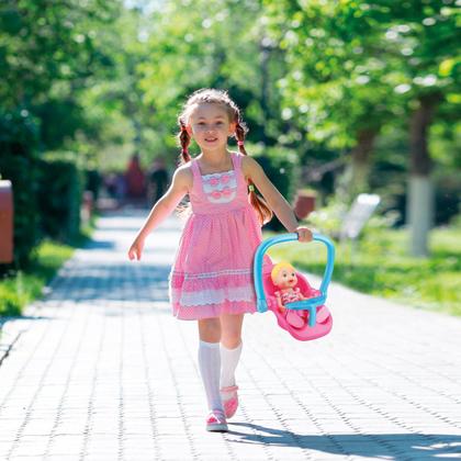 Imagem de Carrinho de Boneca 3 em 1 Rosa Bebê Conforto Cadeirinha Passeio Fixa Brinquedo Infantil Menina Original Divertoys Presente Criança